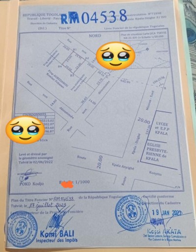 3/4 de lot cloturé avec titre foncier  proche du lycée