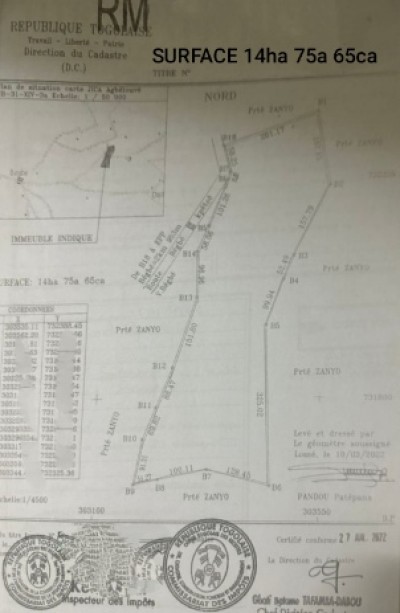 15 hectares collés avec titre foncier à 5km du goudron