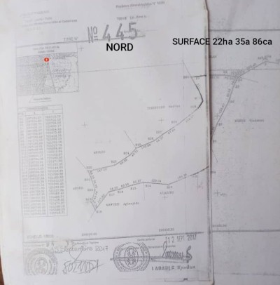 22 hectares collés avec titre foncier à 3km du goudron