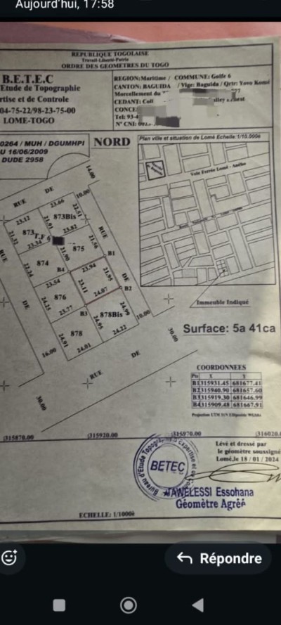 1 lot cloturé avec titre foncier à 350m du goudron