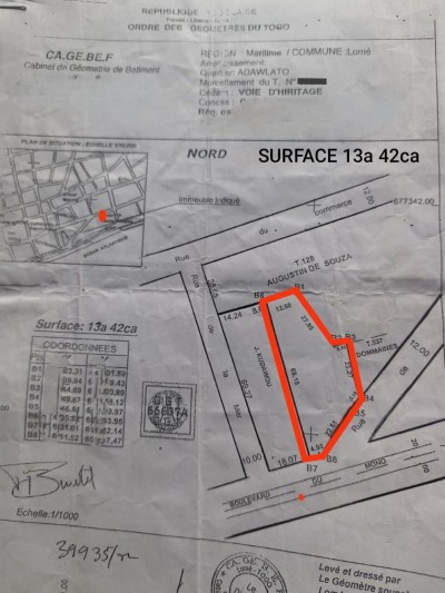 2 lots 1/4 collés avec titre foncier au bord du boulevard mono