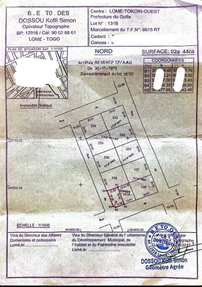 démi lot avec plan lévé à 100m du goudron