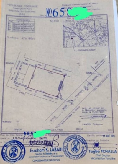 1 lot avec titre foncier à 500m du goudron