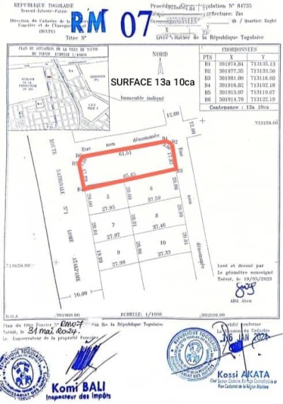 2 lots 1/4 collés avec titre foncier au bord du goudron