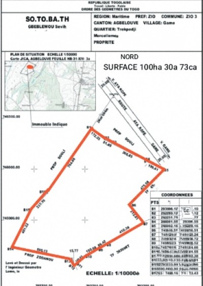 100 hectares collés avec titre foncier à 6.4km du goudron rn1