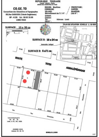 1,5 lot avec titre foncier au bord du goudron