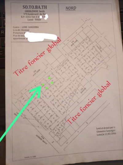 4 lots collés avec titre foncier global à 600m du contournement