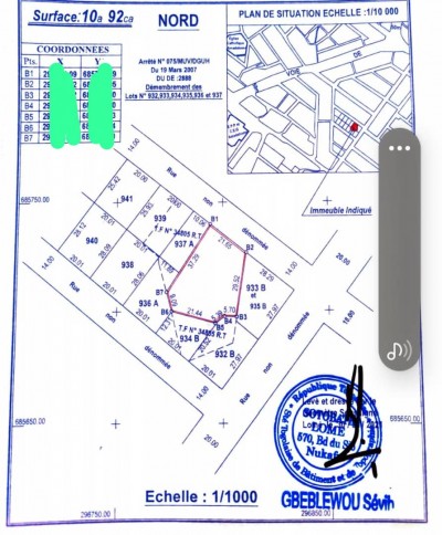 1 lot 3/4 avec titre foncier