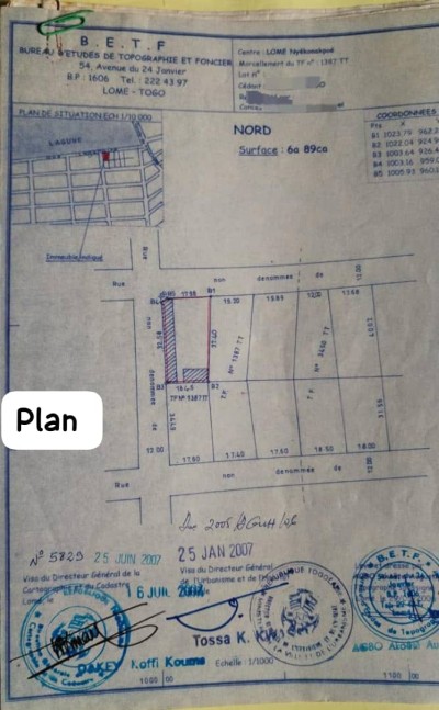 1 lot avec titre foncier global bati d'une vieille maison à raser