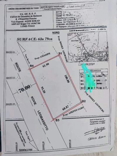 8 lots collés avec titre foncier au bord d'une grande rue 70m