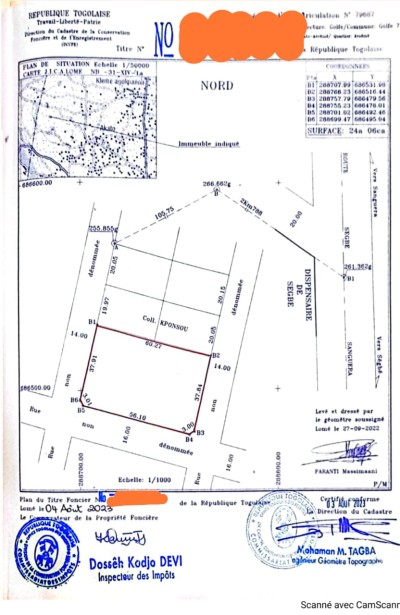 4 lots collés cloturés avec titre foncier