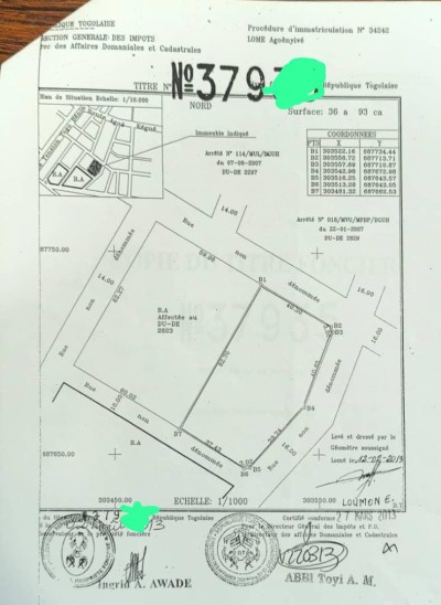 6 lots collés avec titre foncier à 100m du goudron