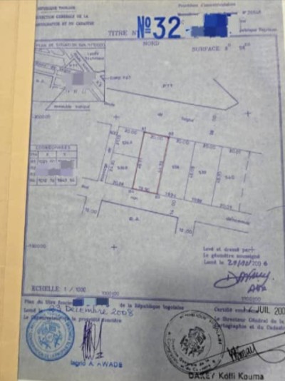 1 lot cloturé avec titre foncier