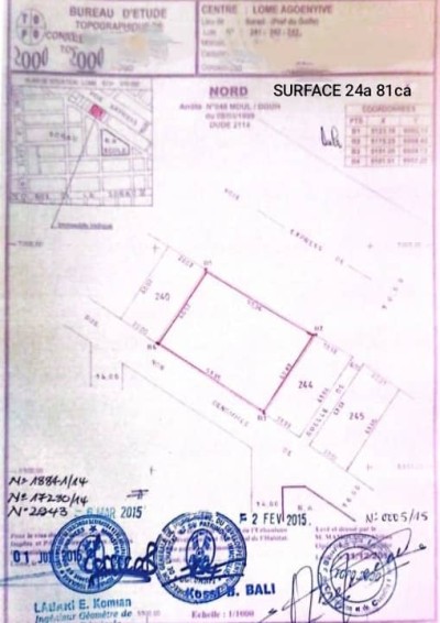 4 lots collés avec titre foncier au bord du goudron