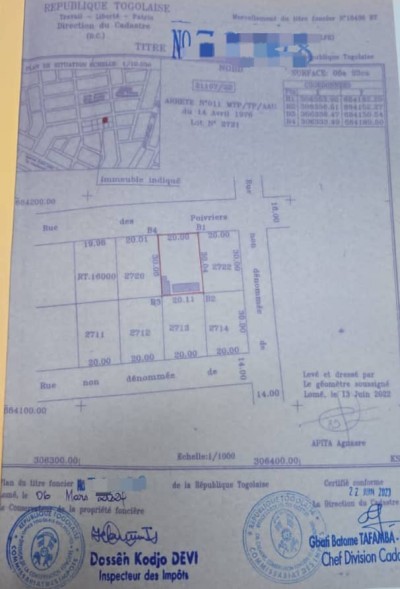 1 lot cloturé avec titre foncier