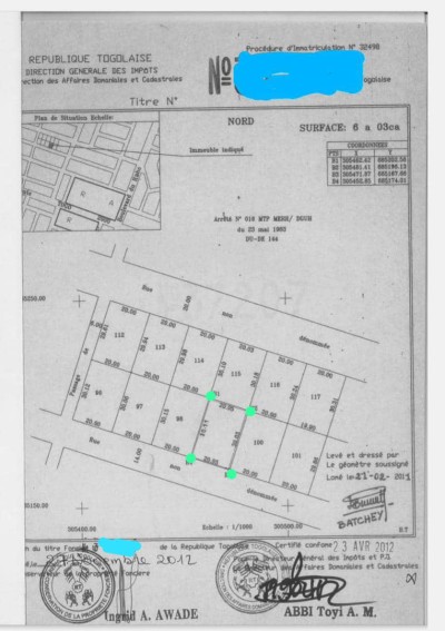 1 lot avec titre foncier à 300m du goudron