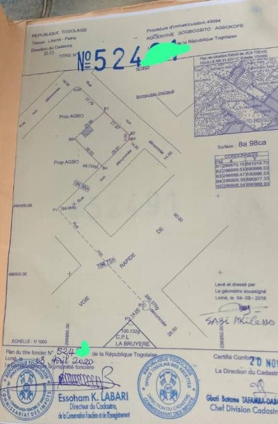 1 lot avec titre foncier global